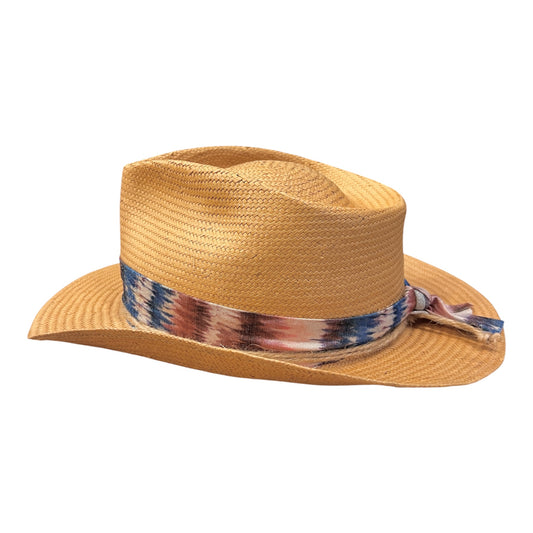 The Saltwind Hat in Dune – Handmade Shantung Cowboy Hat with Ikat Band