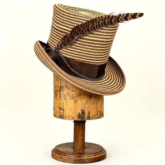 Striped Straw Top Hat – Elegant Summer Top Hat