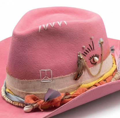 Alive – Pink Felt Cowboy Hat | Western Bohemian Wool Hat for Women & Men