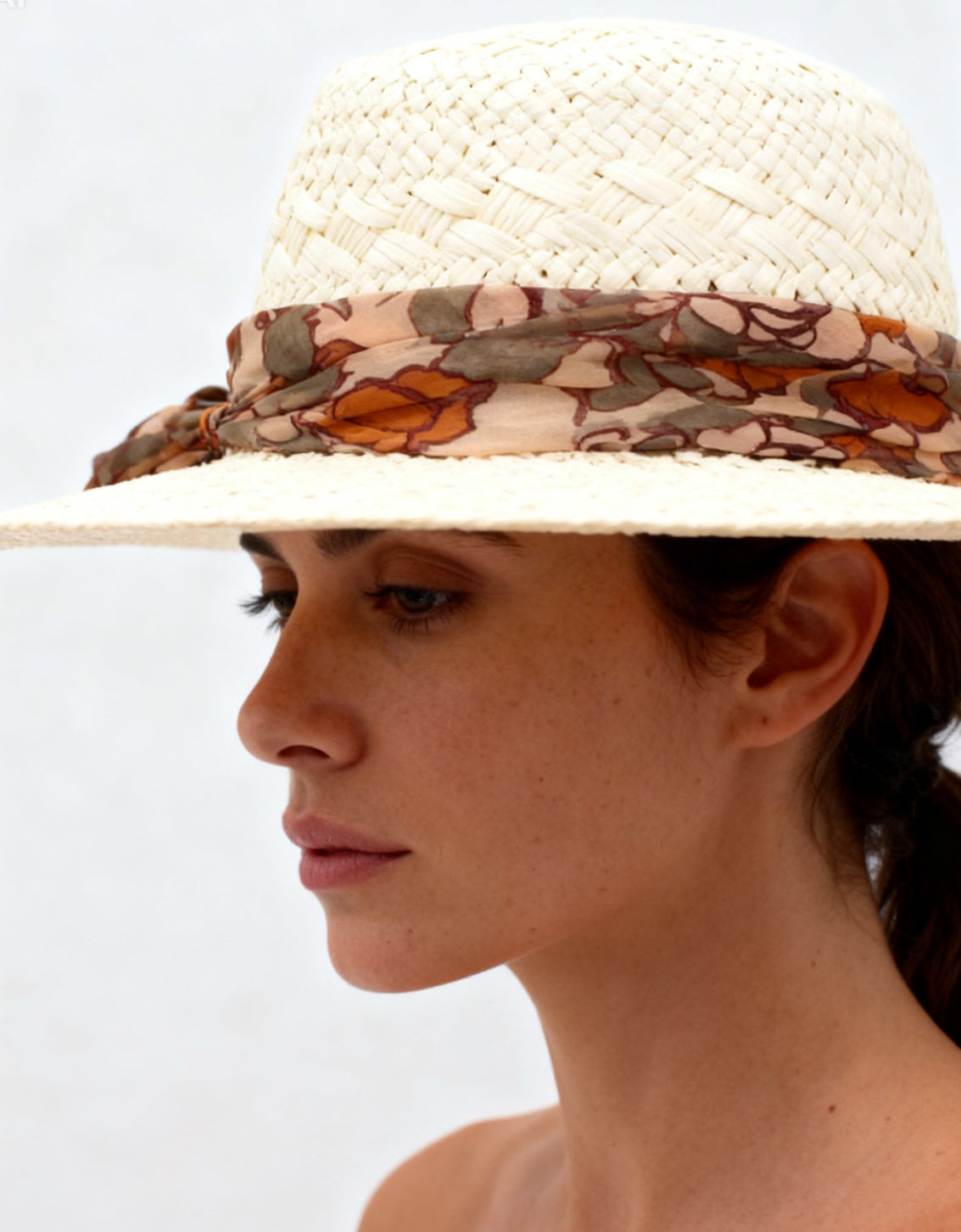The Capri — Wide Brim Floppy Straw Hat | Floral… – handcrafted straw hat made in Italy, detail view 5 | Pokijomba Hats