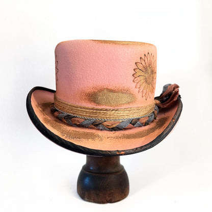 Pippa – Pink Wool Felt Low Top Hat