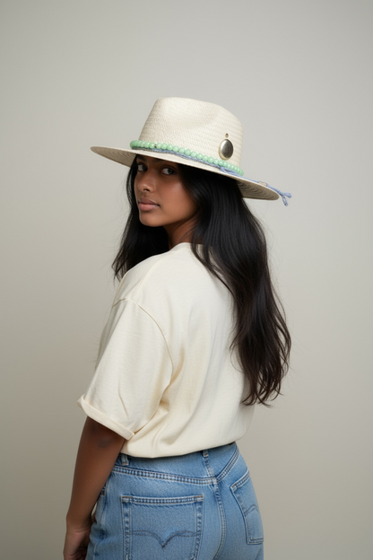 In Stock – Isabella – Classic White Straw Fedora Hat for Summer