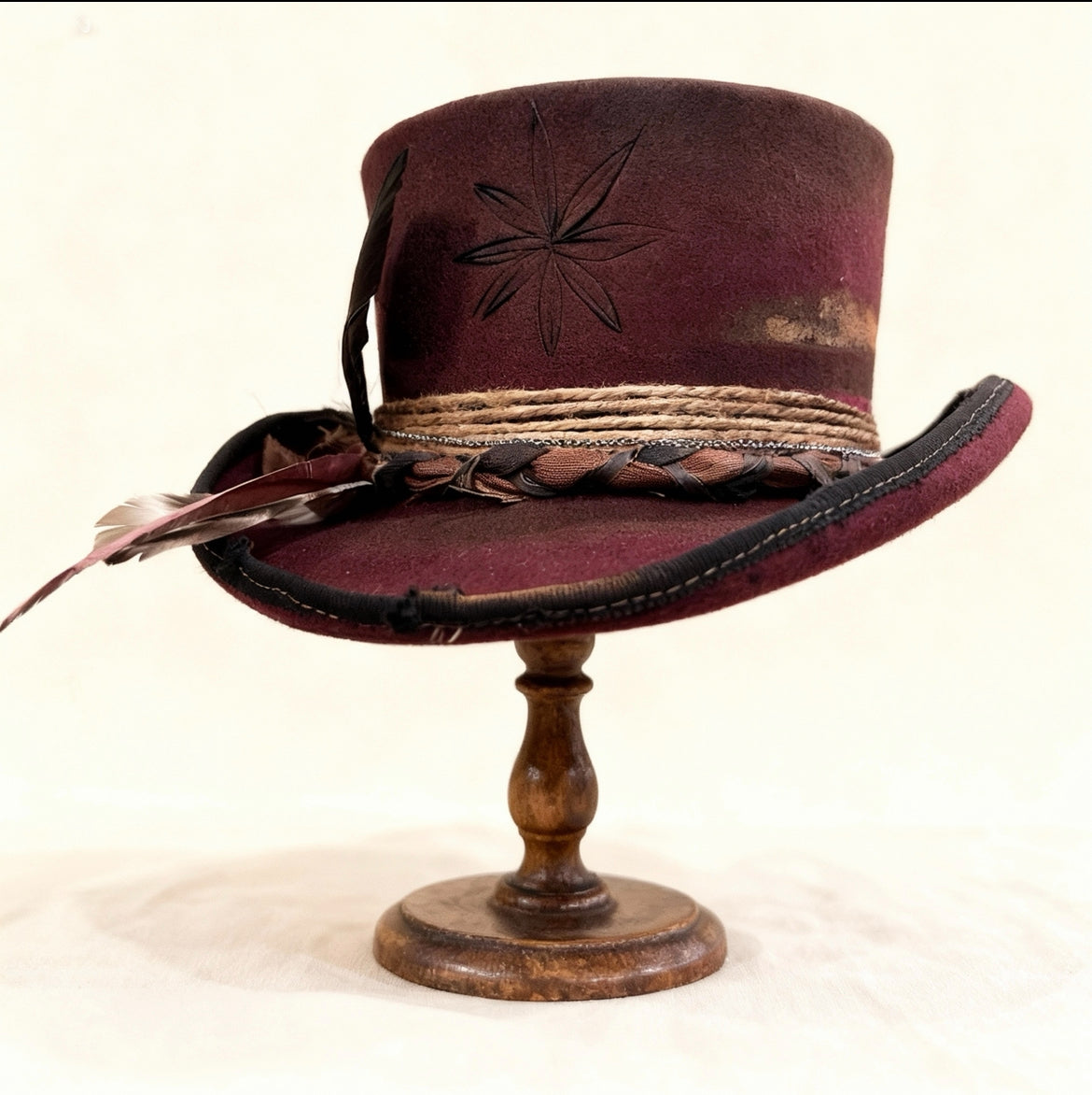 Red Opal – Burgundy Wool Felt Low Top Hat