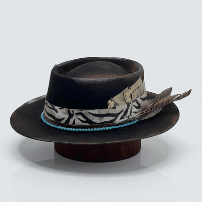 La Brujería Rare Vintage Felt Hat – Handmade Round Crown Rock Boho Style