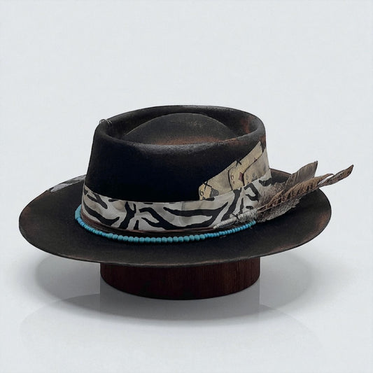 La Brujería Rare Vintage Felt Hat – Handmade Round Crown Rock Boho Style