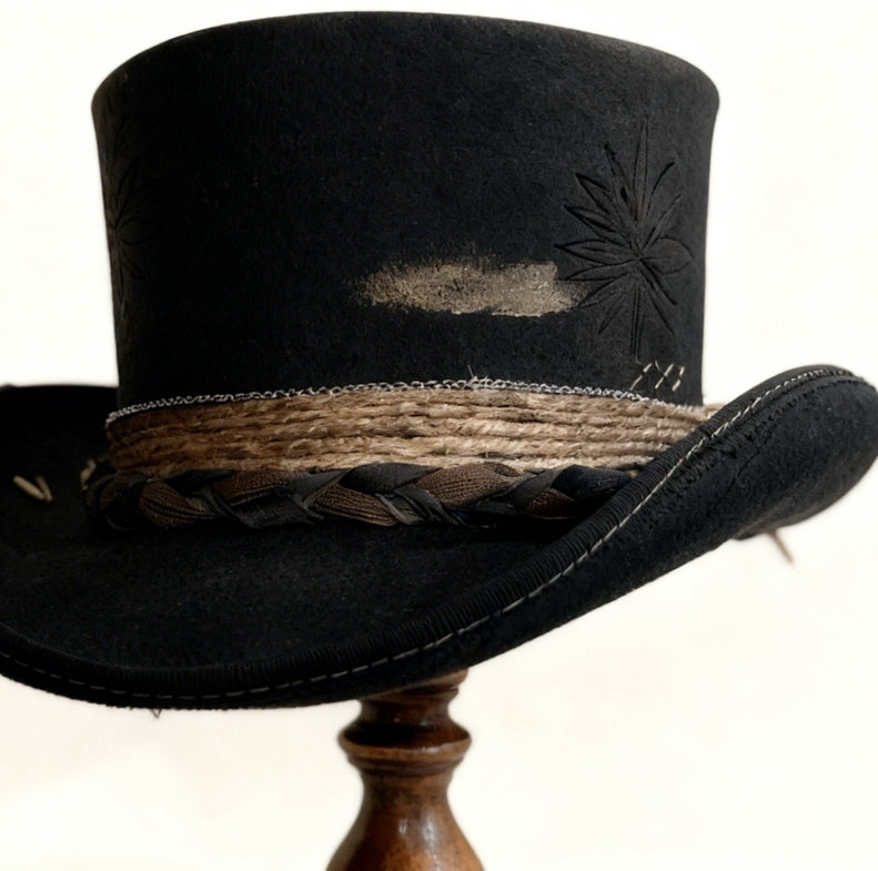 Only One Night– Black Wool Felt Low Top Hat