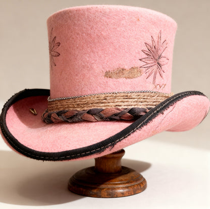 Pippa – Pink Wool Felt Low Top Hat