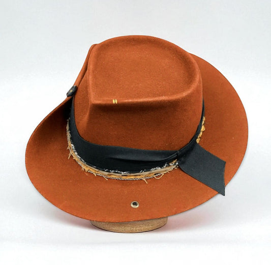 I Don’t Care – Orange Elegant Felt Hat