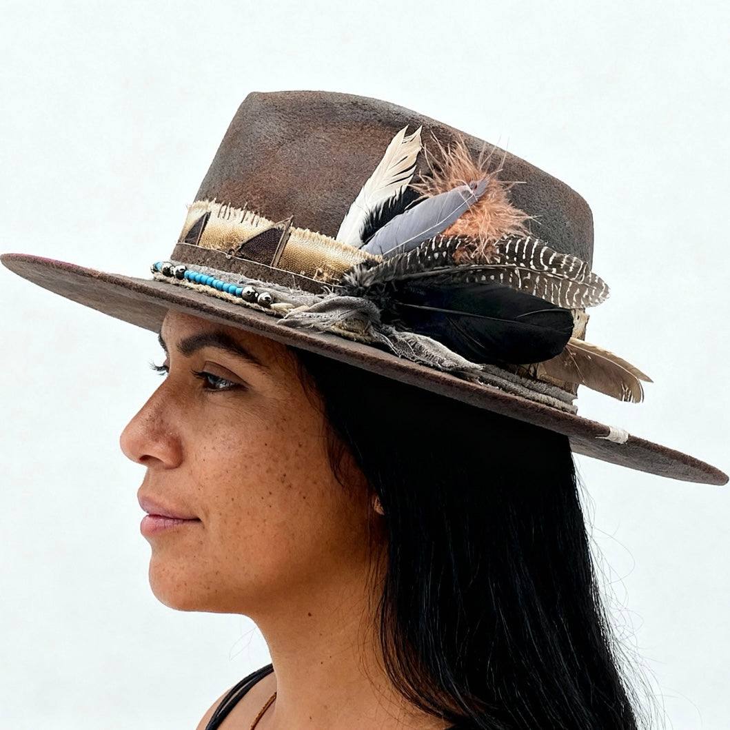 Mexican Soul Mystic Amulet Felt Hat – Handmade Vintage Bohemian Hat