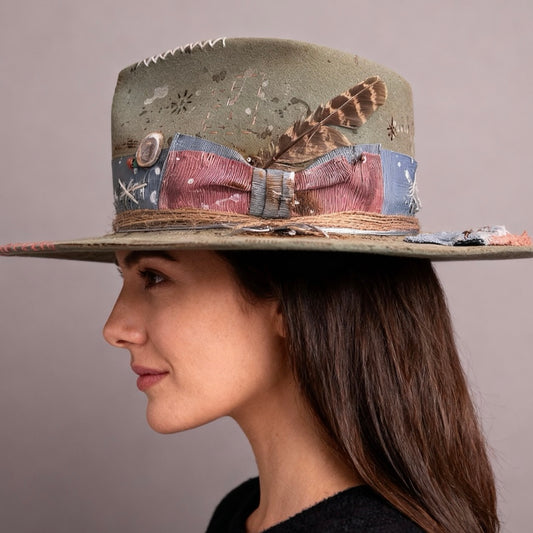 Rare Vintage Style Wool Felt Hat – Out Of The Ordinary – Hand-Painted Artistic Hat