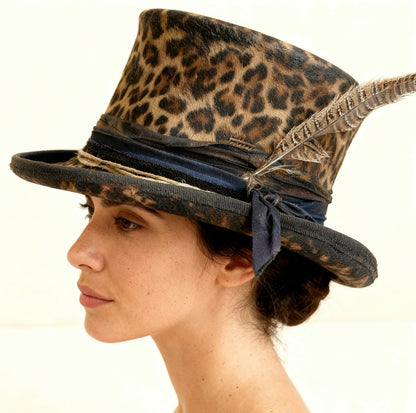 Safari – Leopard Print Wool Felt Top Hat