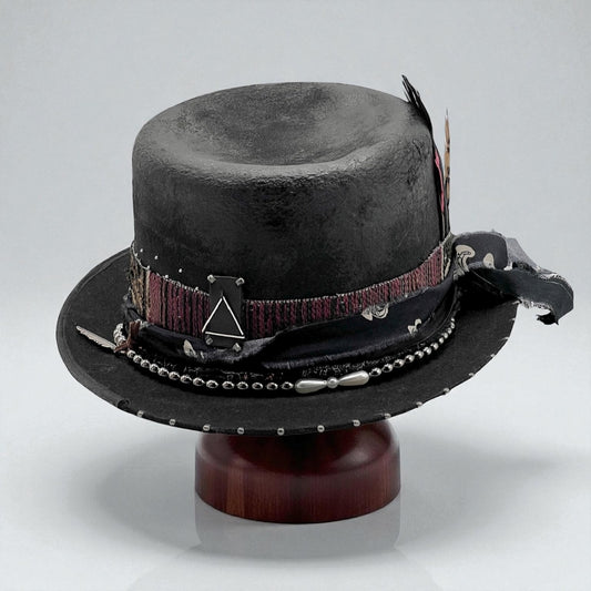 Brave Soul – Black Wool Felt Hat – Leather Effect