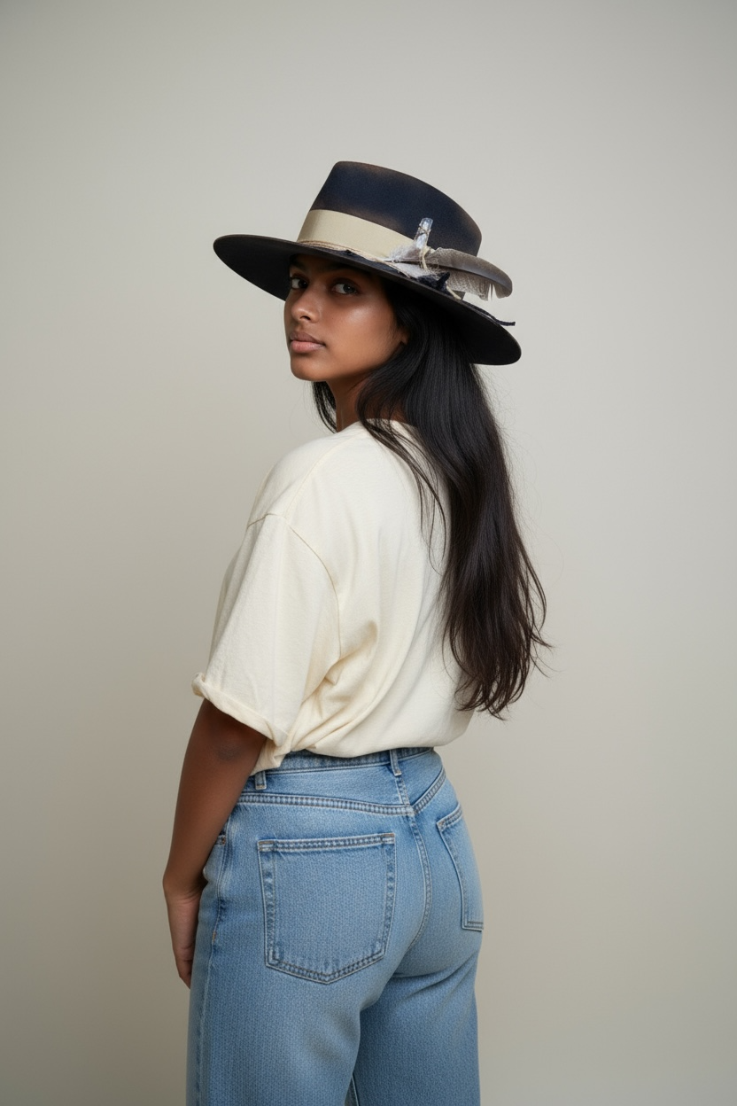 The Arizona Beige – Ethnic Bohemian Style Felt Fedora Hat