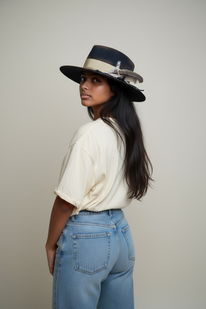 The Arizona Beige – Ethnic Bohemian Style Felt Fedora Hat
