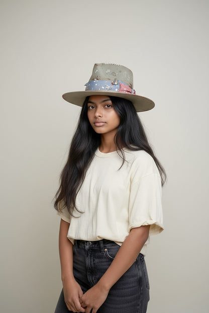 Rare Vintage Style Rabbit Felt Hat – Out Of The Ordinary – Hand-Painted Artistic Hat – Unique Luxury Felt Hat for Men and Women