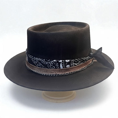 Marcus – Western Bandana Round Crown Hat | Wool Felt Handmade Hat