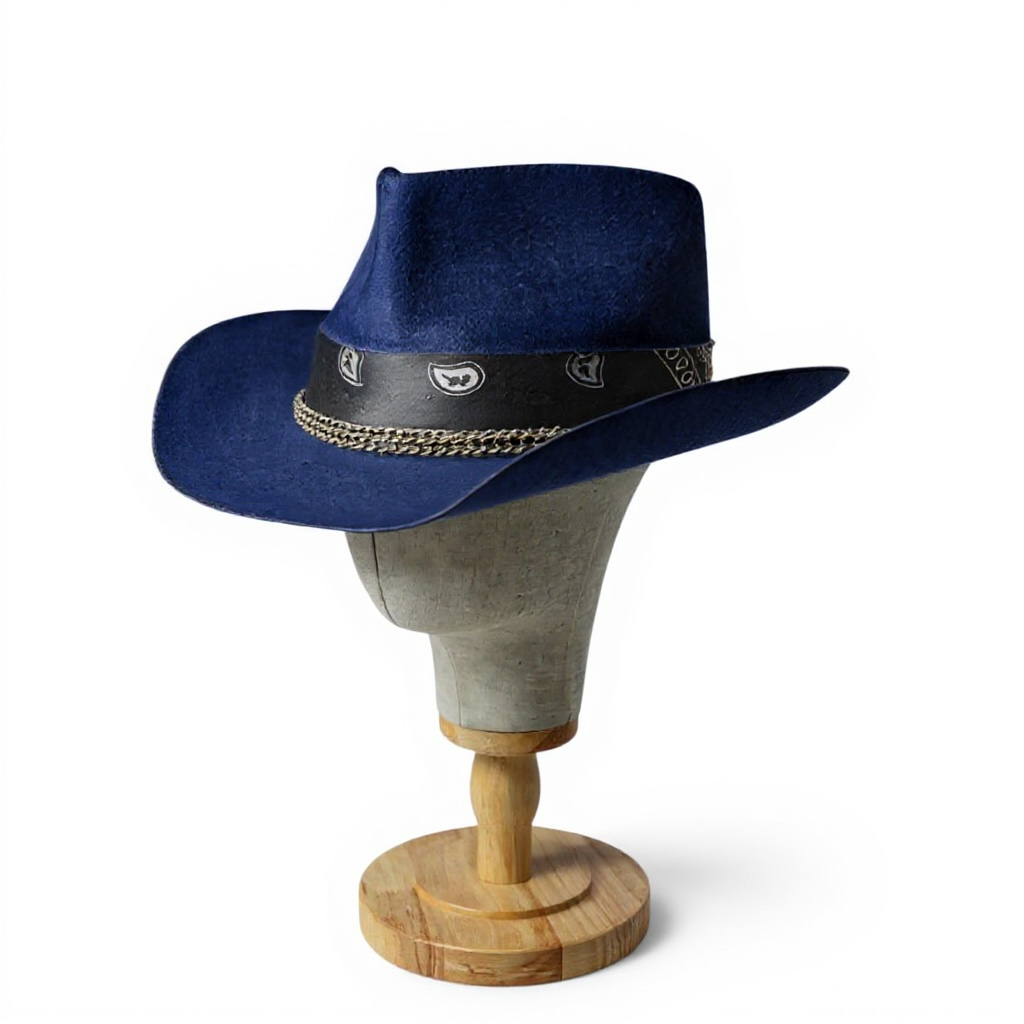 Kevin – Navy Blue Vintage Style Felt Cowboy Hat