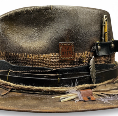 El Salto – Unique Handmade Vintage Leather-Effect Felt Hat | Artisan Fedora