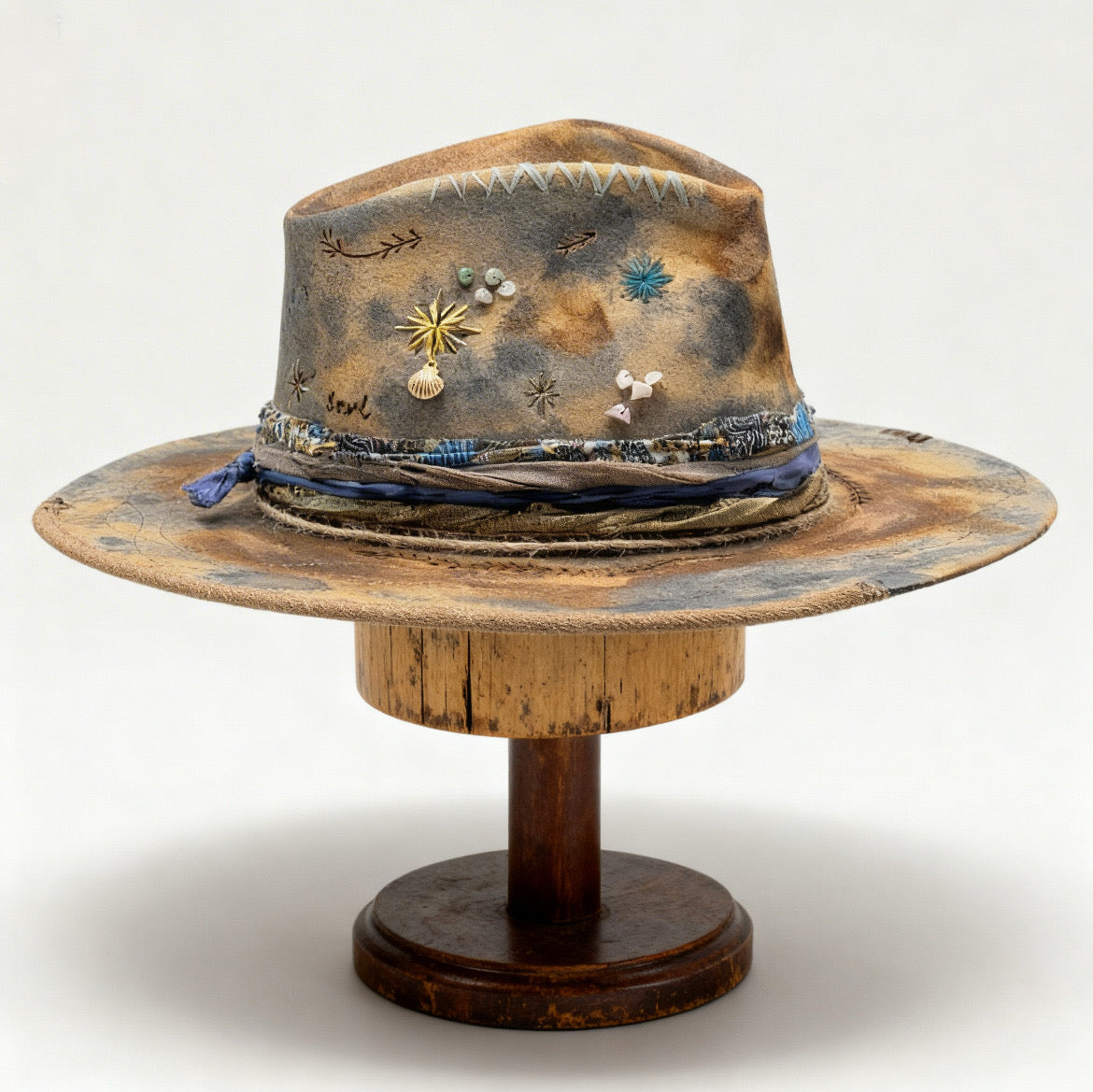 Boho Soul | Rare Vintage Indigo Fedora – Handcrafted Felt Hat Dyed in Natural Indigo