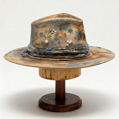 Boho Soul | Rare Vintage Indigo Fedora – Handcrafted Felt Hat Dyed in Natural Indigo