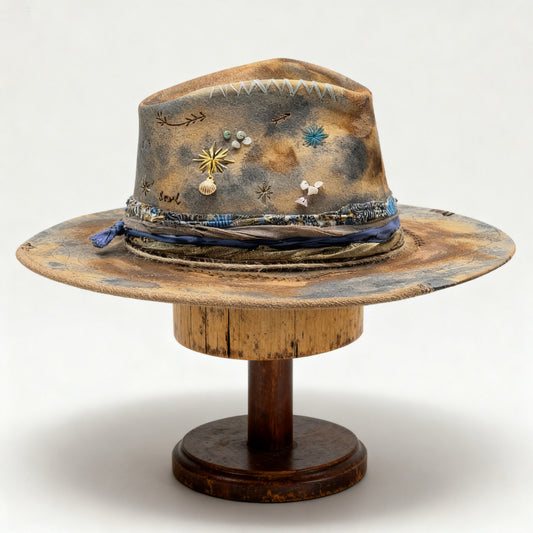 Boho Soul | Rare Vintage Indigo Fedora – Handcrafted Felt Hat Dyed in Natural Indigo