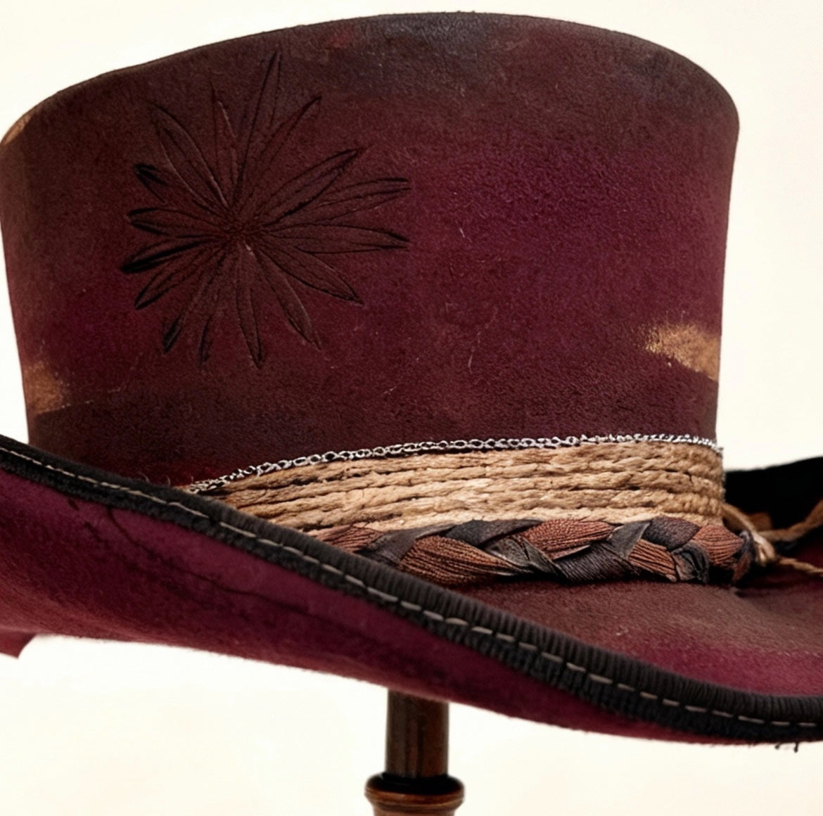 Red Opal – Burgundy Wool Felt Low Top Hat