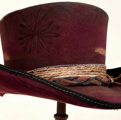 Red Opal – Burgundy Wool Felt Low Top Hat
