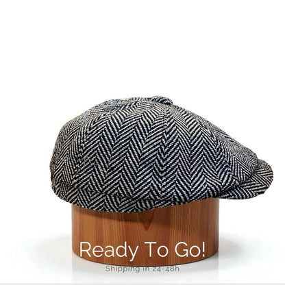 Newsboy Winter Cap – Peaky Blinders Wool Baker Hat – Vintage Gangster Men’s Headwear