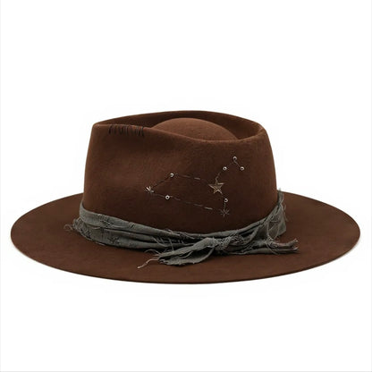Horoscop Wool Felt Fedora – Star Constellation Design – LEO