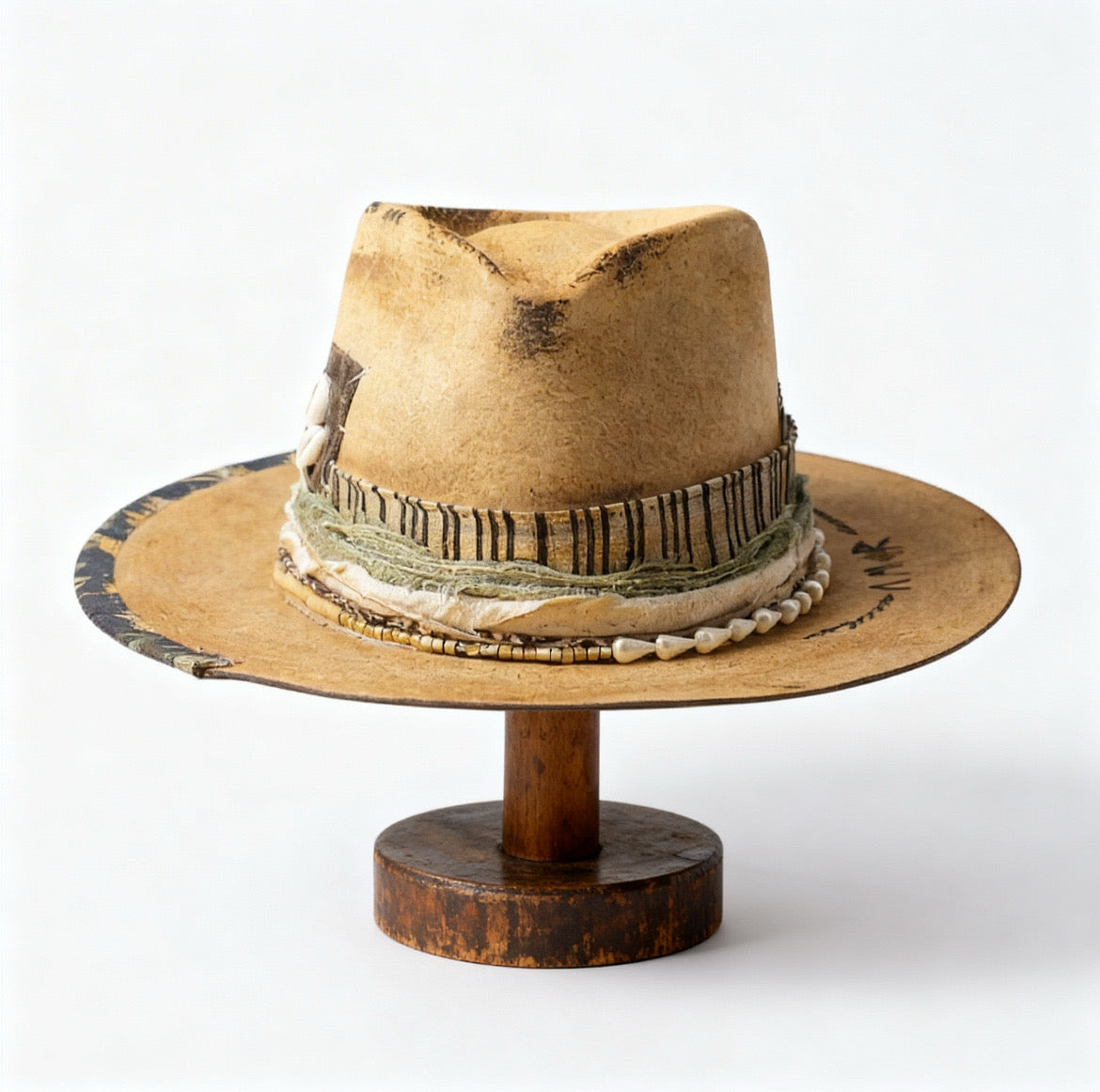 All You Need Is AMOR Fedora – Handmade Felt Hat… – wool felt wide brim hat, detail view 2 | Pokijomba Hats