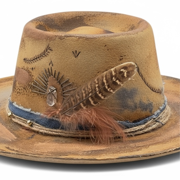 Gracias Vida Bohemian Round Crown Felt Hat – Stylish Handmade Hat