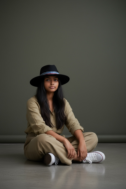 Kora – Black Wool Felt Fedora Bat – The Bohemian