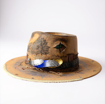 Rare Vintage Felt Hat – Sunflower Bloom – The Burning Man Hat