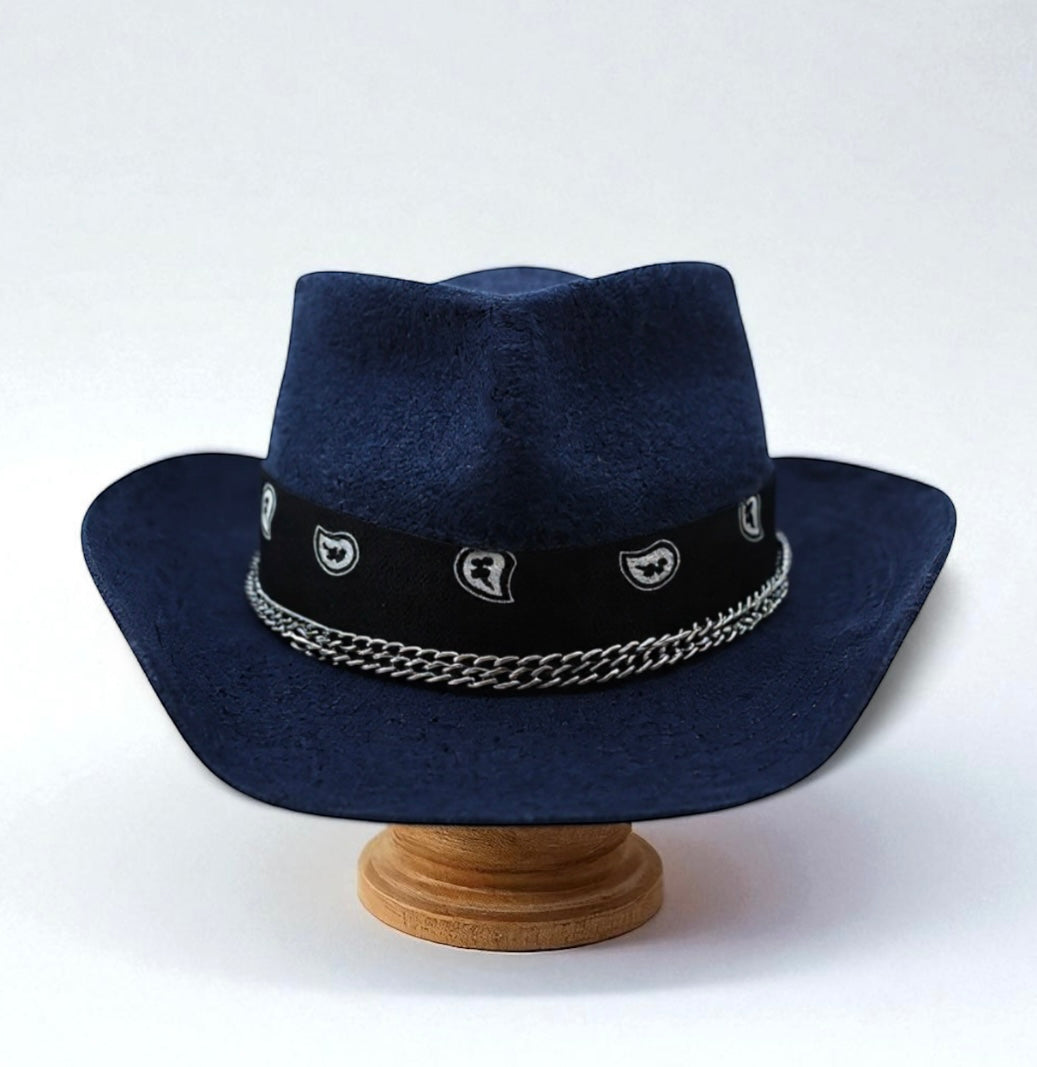 Kevin – Navy Blue Vintage Style Felt Cowboy Hat