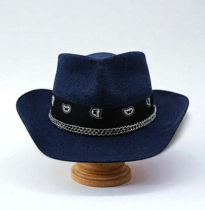 Kevin – Navy Blue Vintage Style Felt Cowboy Hat