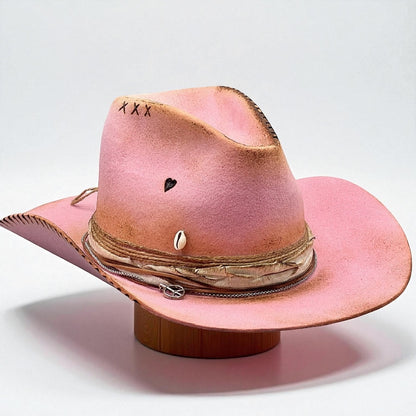 The Sweet Vinyl – Pink Western Cowboy Wool Felt Hat