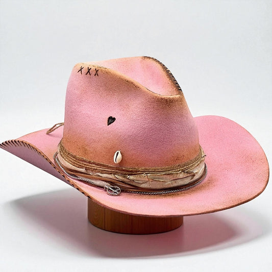 The Sweet Vinyl – Pink Western Cowboy Wool Felt Hat