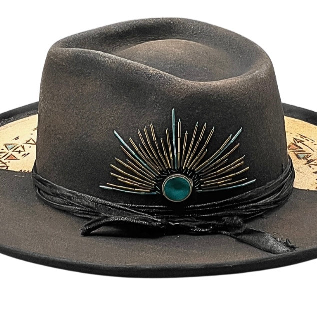 Black & White Fedora – Ojos del Sol – Boho Chic Felt Hat