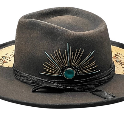 Black & White Fedora – Ojos del Sol – Boho Chic Felt Hat