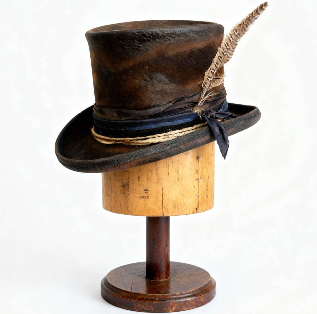Edgy Distressed Top Hat – Billy the Kid Inspired – handmade felt top hat | Pokijomba Hats