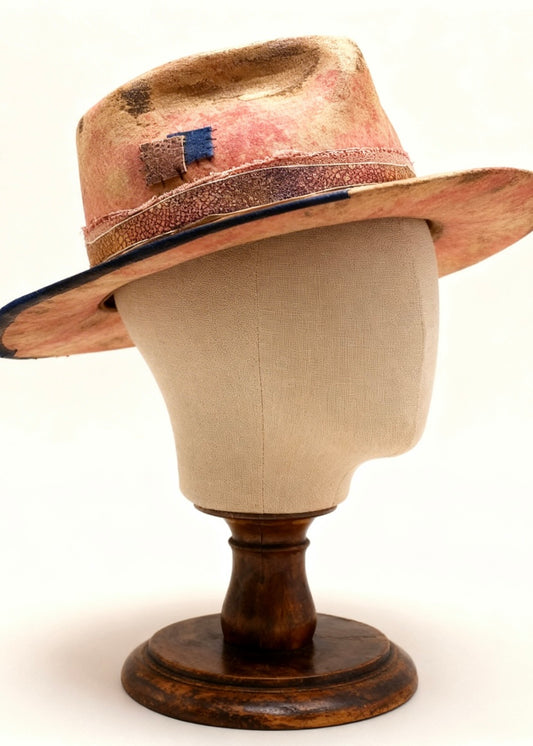 The Pink Boho Soul – Vintage Tie-Dye Wool Felt Fedora Hat