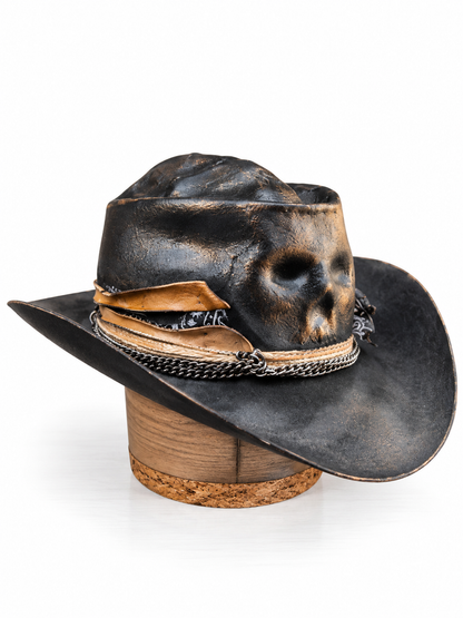 Double Skull Hat – Vintage Leather Efect