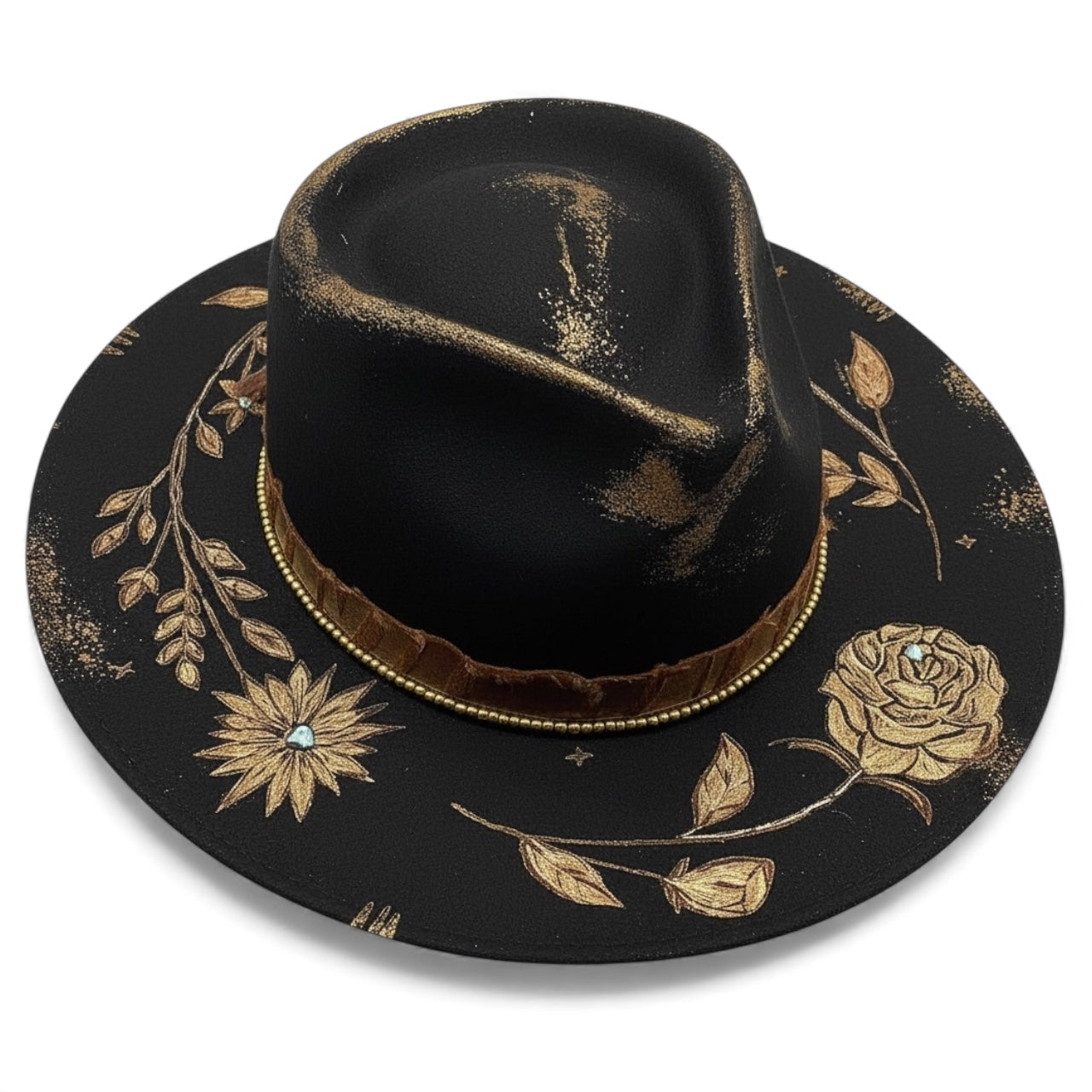 Wild Flowers Don’t Die – Black Wool Felt Hat – Twisted Crown