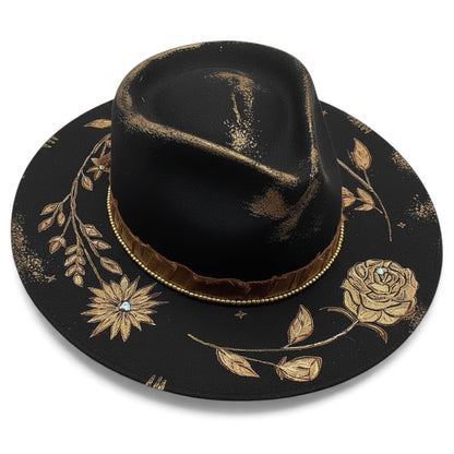 Wild Flowers Don’t Die – Black Wool Felt Hat – Twisted Crown
