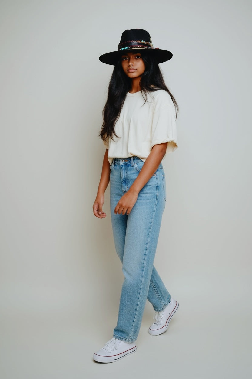 Sara – Black Wool Felt Fedora Hat