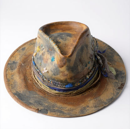Boho Soul | Rare Vintage Indigo Fedora – Handcrafted Felt Hat Dyed in Natural Indigo