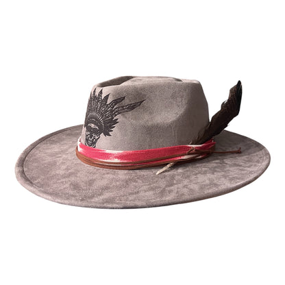 The Sentinel – Wide Brim Suede Fedora Hat in Soft Grey