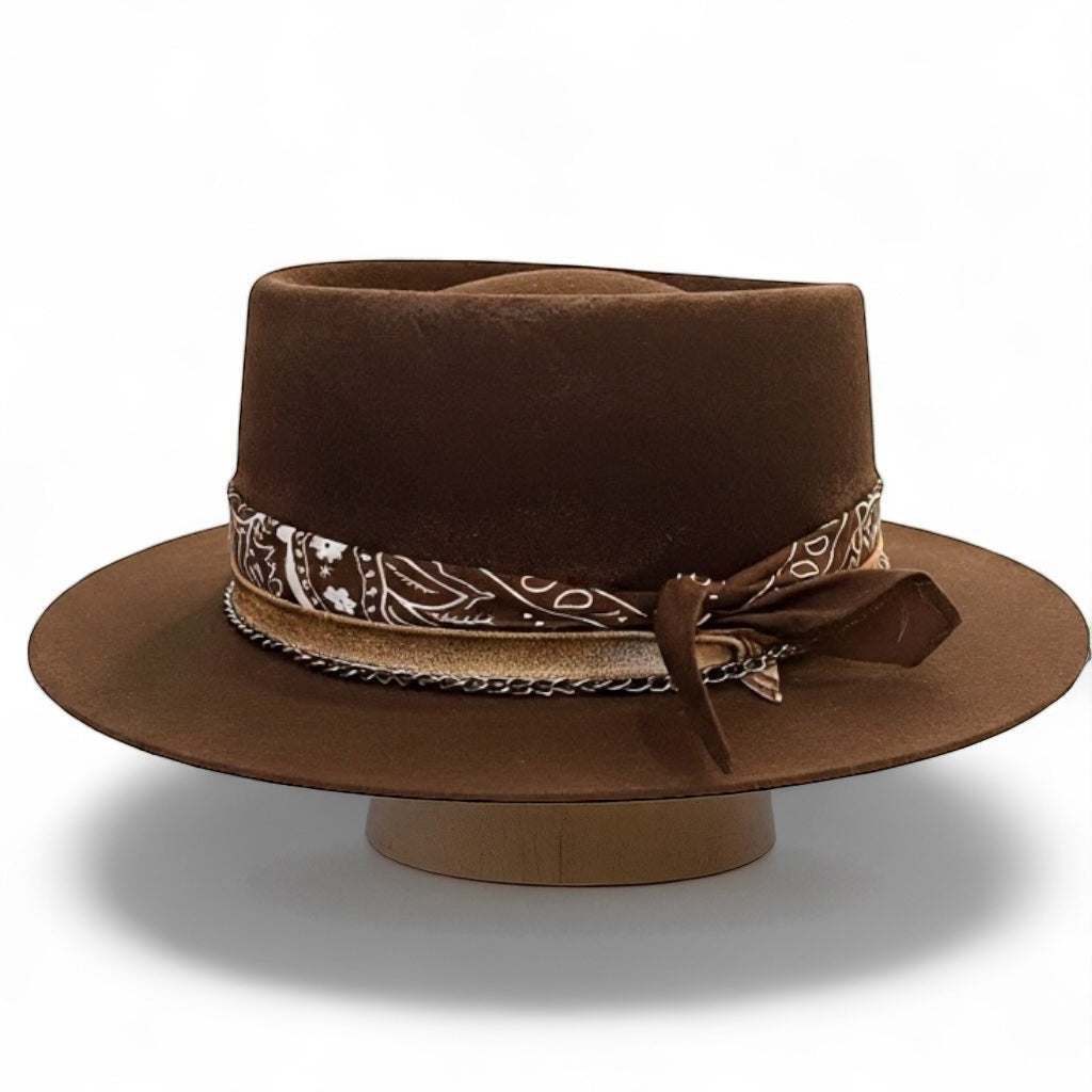 Marcus – Western Bandana Round Crown Hat | Wool Felt Handmade Hat