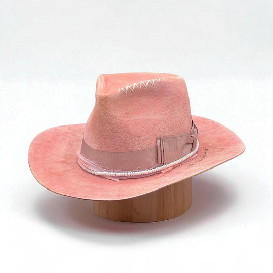 The Cotton Candy – Romantic Western Felt Hat – Handmade Boho Cowboy Hat