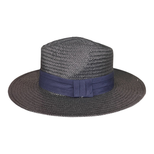 POKIS — Black Wide Brim Summer Straw Hat